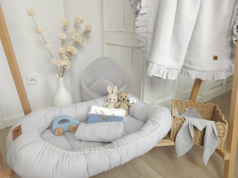 MimiNu, szmatka sensoryczna muślinowa, szary, 30-30 cm