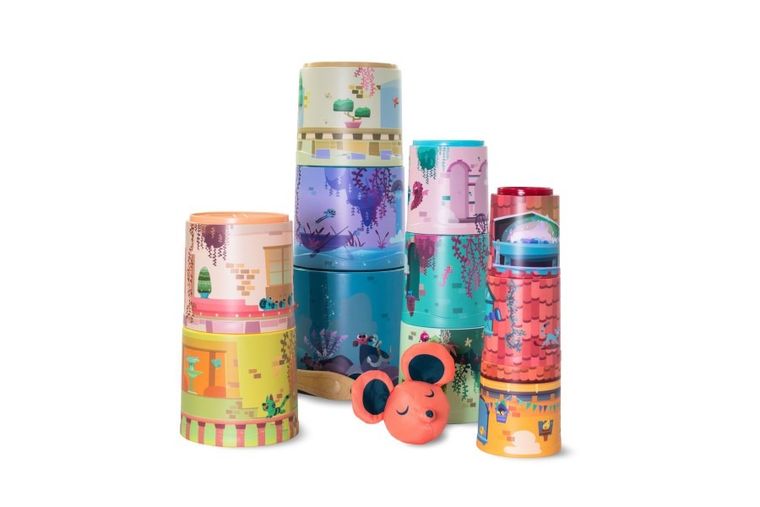 Miniland, Kubeczkowa piramidka - magiczny zamek, zabawka edukacyjna