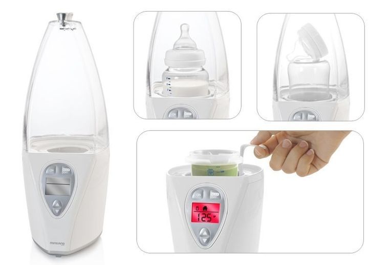 Miniland, podgrzewacz z wyświetlaczem do domu i samochodu, srebrny