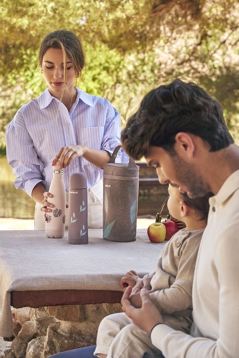 Miniland, Terra, Kwiaty, butelka termiczna, śliwkowa, 500 ml