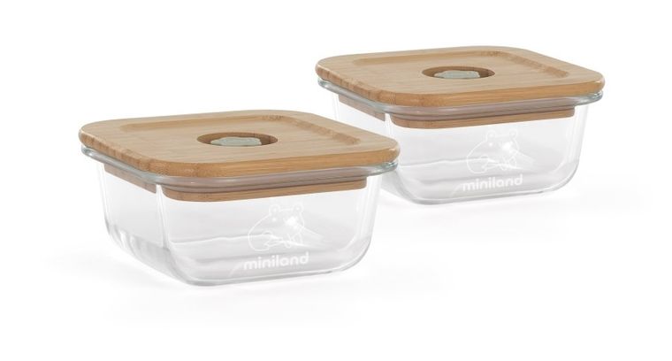 Miniland, Żabka, ECO-friendly, pojemniki szklane 2-210 ml + torba izotermiczna