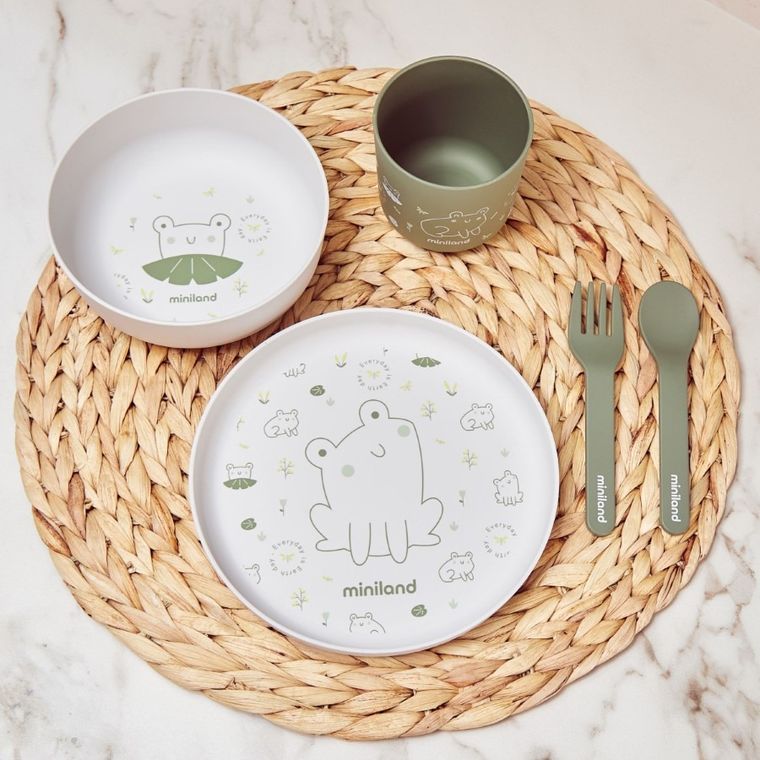 Miniland, Żabka, ECO-friendly, zestaw do karmienia, 5 szt.