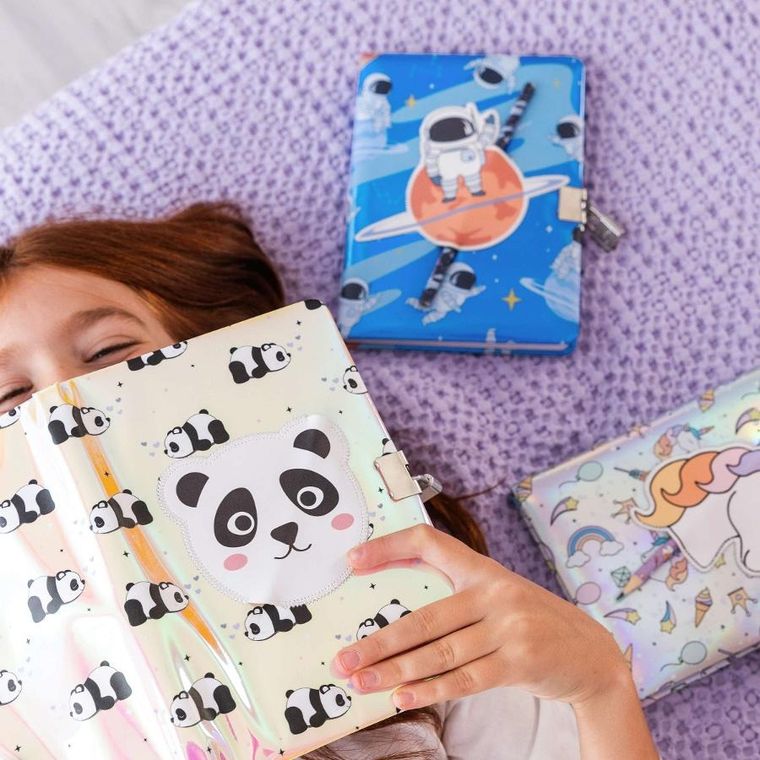 Miquelrius, pamiętnik na kłódkę, holograficzny, panda