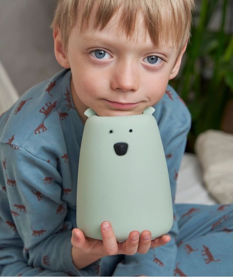 Miś, lampka silikonowa, duża, szałwiowa