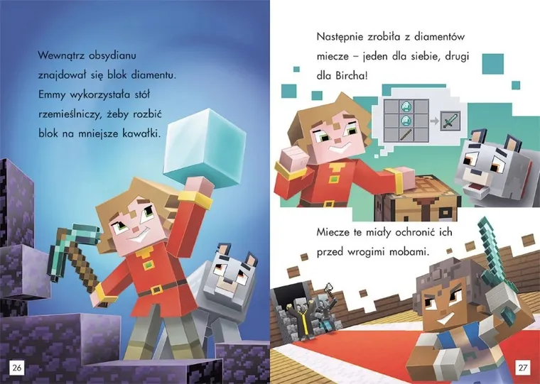 Moby w leśnym dworze. Tryb czytania. Minecraft