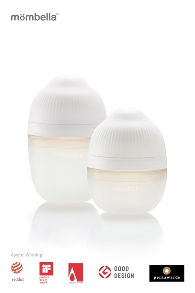 Mombella, butelka antykolkowa dla noworodka, silikonowa, ivory, 300 ml