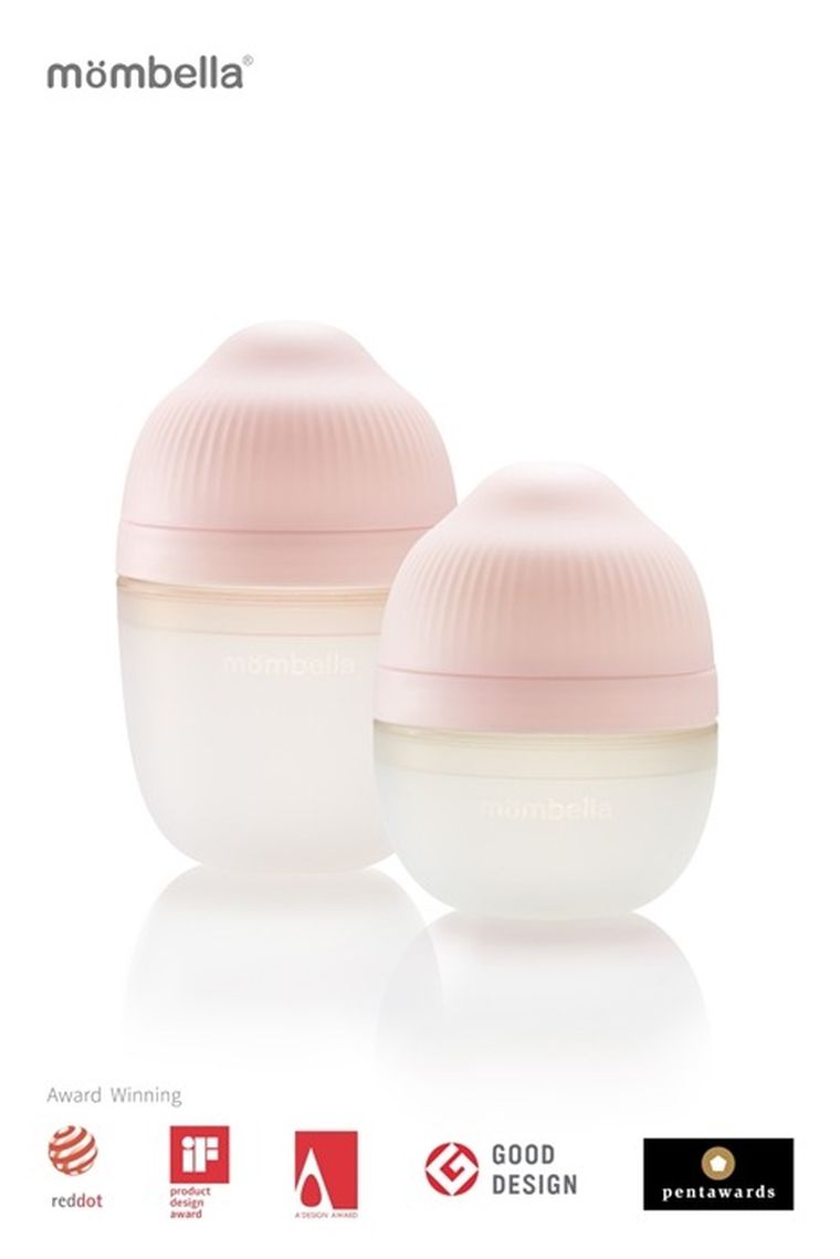 Mombella, butelka antykolkowa dla noworodka, silikonowa, roze, 300 ml