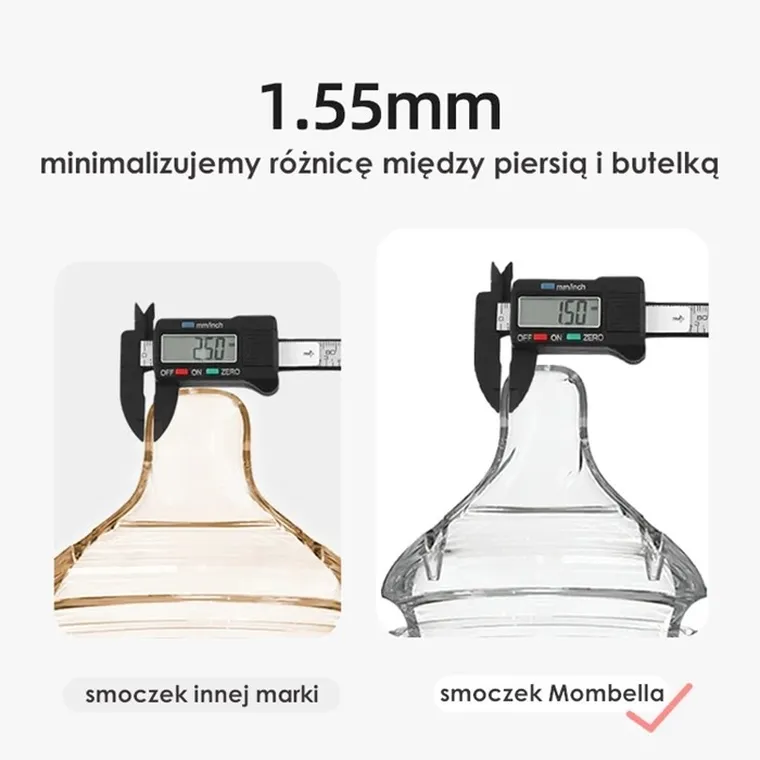 Mombella, Classic, szklana butelka dla niemowlaka, antykolkowa, 3-6m
