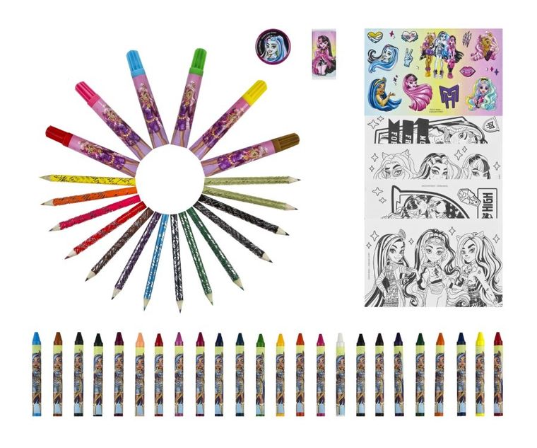 Monster High, zestaw artystyczny w walizce, 51 elementów