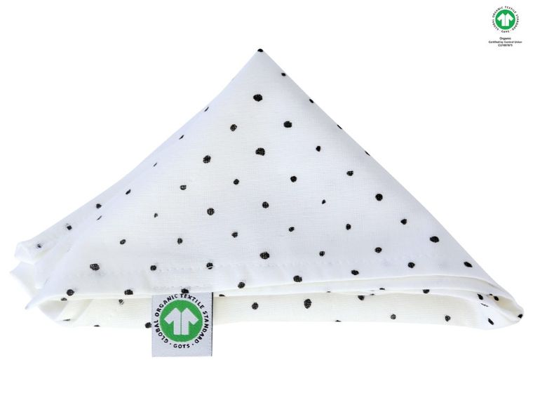 Motherhood, ECO Kropeczki Czarne, chusteczka muślinowa na główkę, 60-30 cm