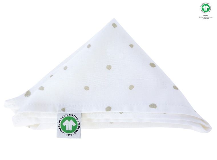 Motherhood, ECO Kropeczki Szare, chusteczka muślinowa na główkę, 60-30 cm