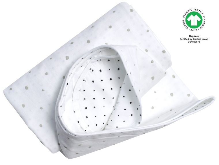 Motherhood, ECO Kropeczki Szare, kocyk dwuwarstwowy muślinowy, 130-130 cm