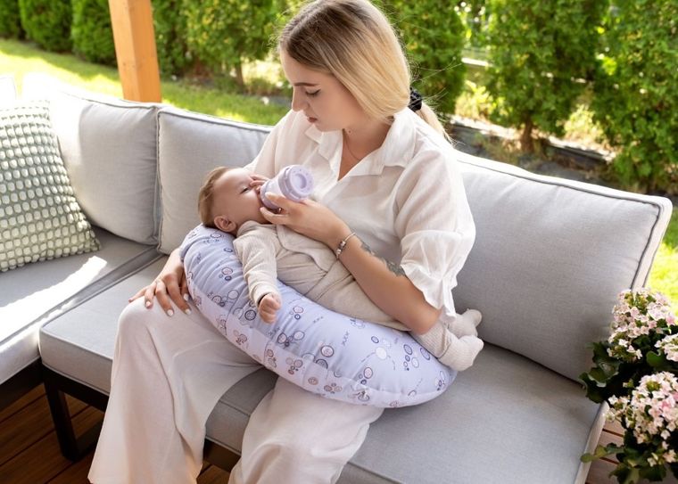 Motherhood, Fasolka, poduszka do karmienia, standard, szare guziki