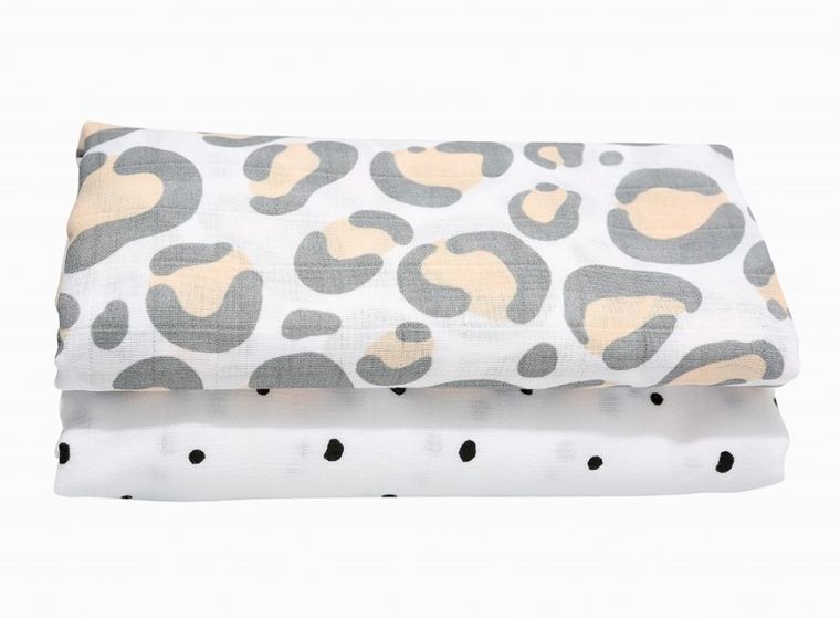 Motherhood, Ocelot Łososiowy, Premium, pielucha, otulacz muślinowy, 100-120 cm, 2 szt.