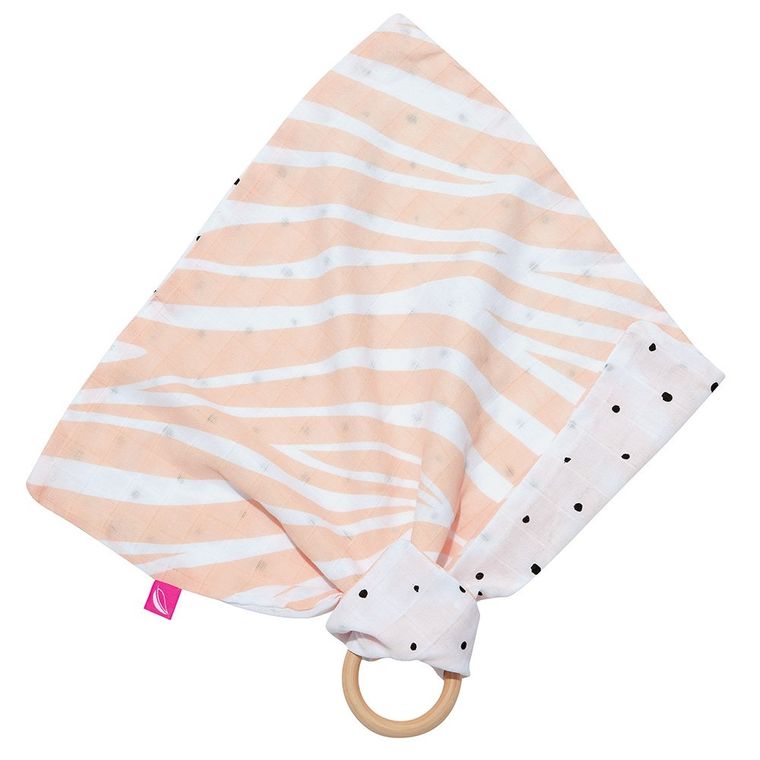 Motherhood, pieluszka z gryzakiem, zebra łososiowa