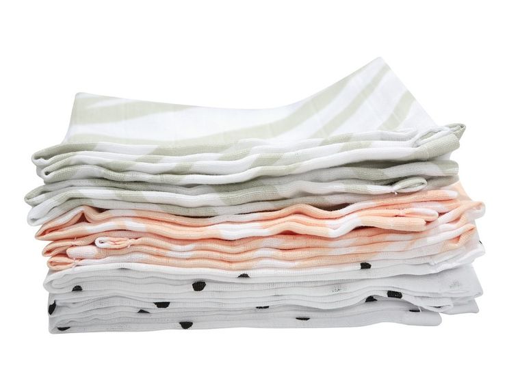 Motherhood, Zebra Łososiowa, chusteczki muślinowe, 30-30 cm, 7 szt.