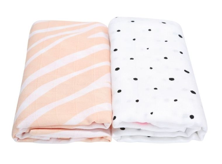 Motherhood, Zebra Łososiowa, Premium, pielucha, otulacz muślinowy, 100-120 cm, 2 szt.