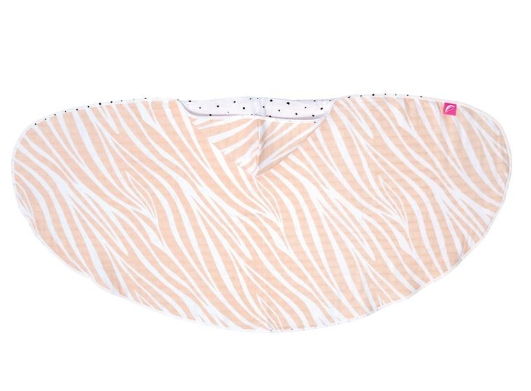 Motherhood, Zebra Łososiowa, ręcznik muślinowy z kapturkiem, 65-130 cm