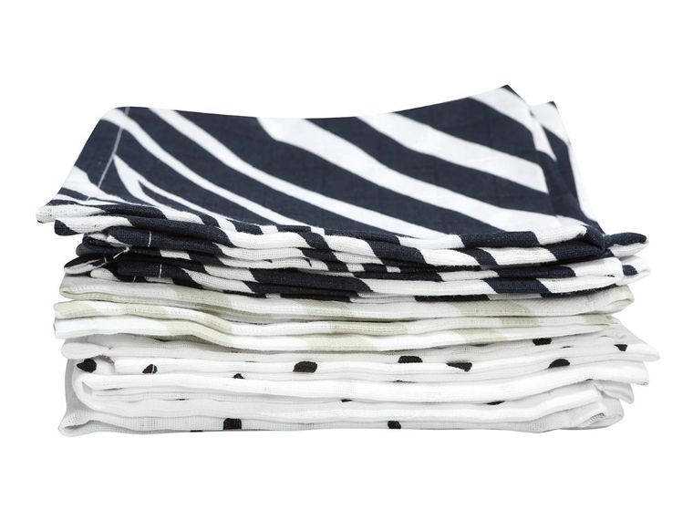 Motherhood, Zebra Niebieska, chusteczki muślinowe, 30-30 cm, 7 szt.