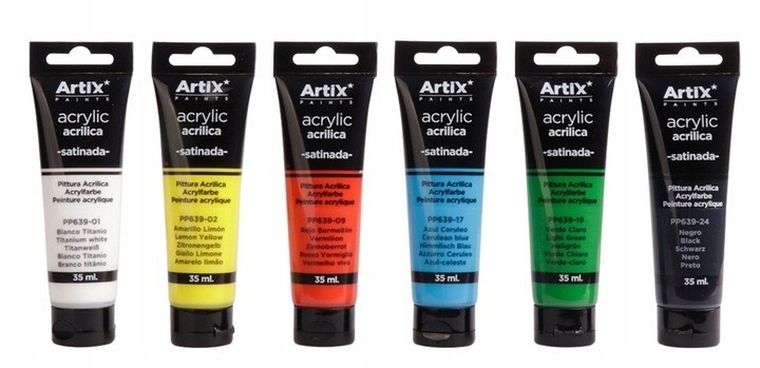 MP Main Paper, zestaw farb akrylowych, 6 kolorów, 6-35 ml