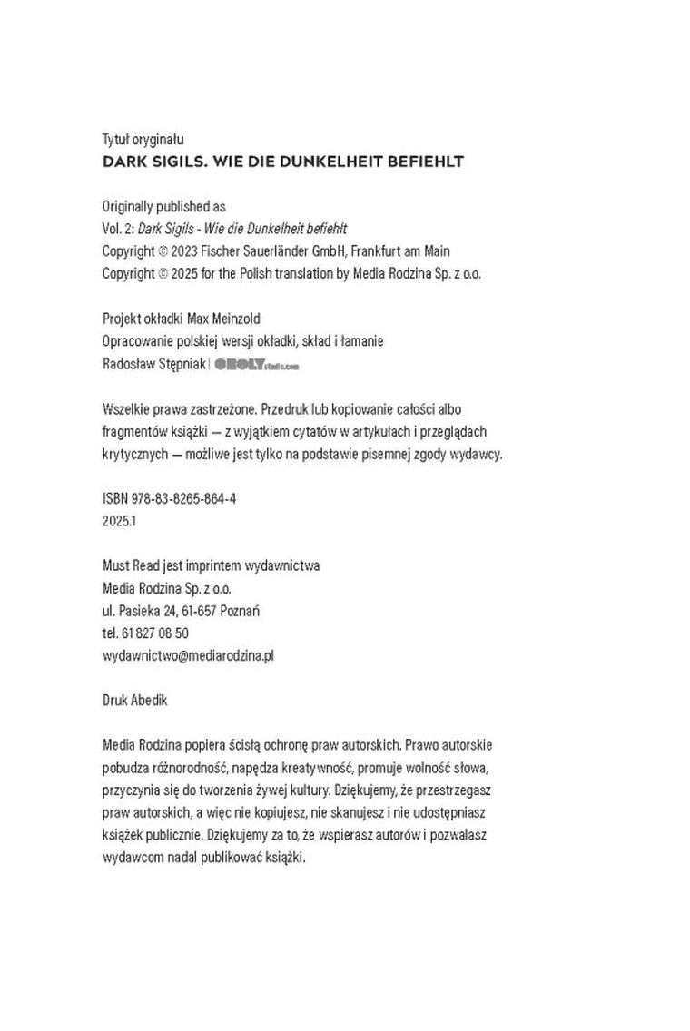 Mroczne Sigile. Tom 2. Jak nakazuje ciemność