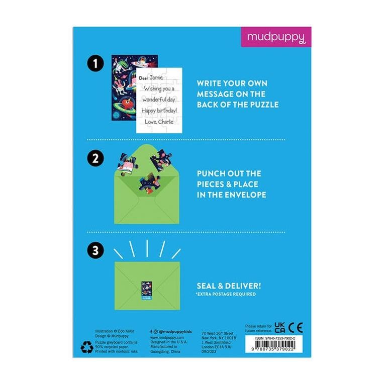 Mudpuppy, Kosmos, puzzle-kartka z życzeniami, 12 elementów