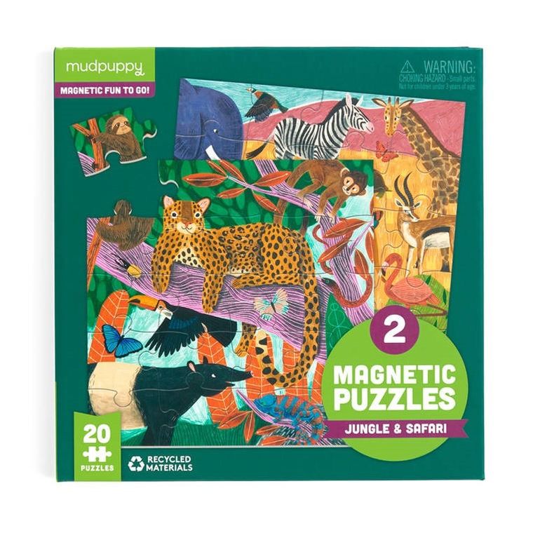 Mudpuppy, Safari & Dżungla, puzzle magnetyczne, 2w1, 20 elementów