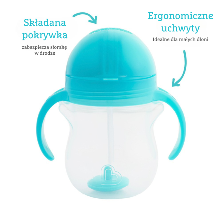Munchkin, kubek niekapek ze słomką, niebieski, 207 ml