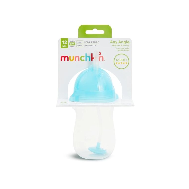 Munchkin, kubek niekapek ze słomką, niebieski, 296 ml