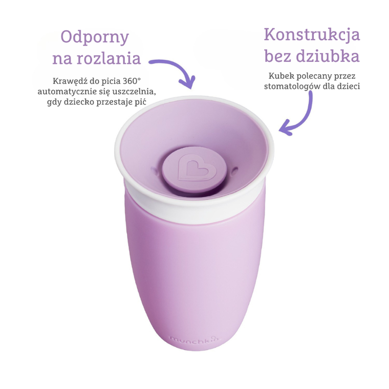 Munchkin, Miracle 360°, kubek, fioletowy, 296 ml