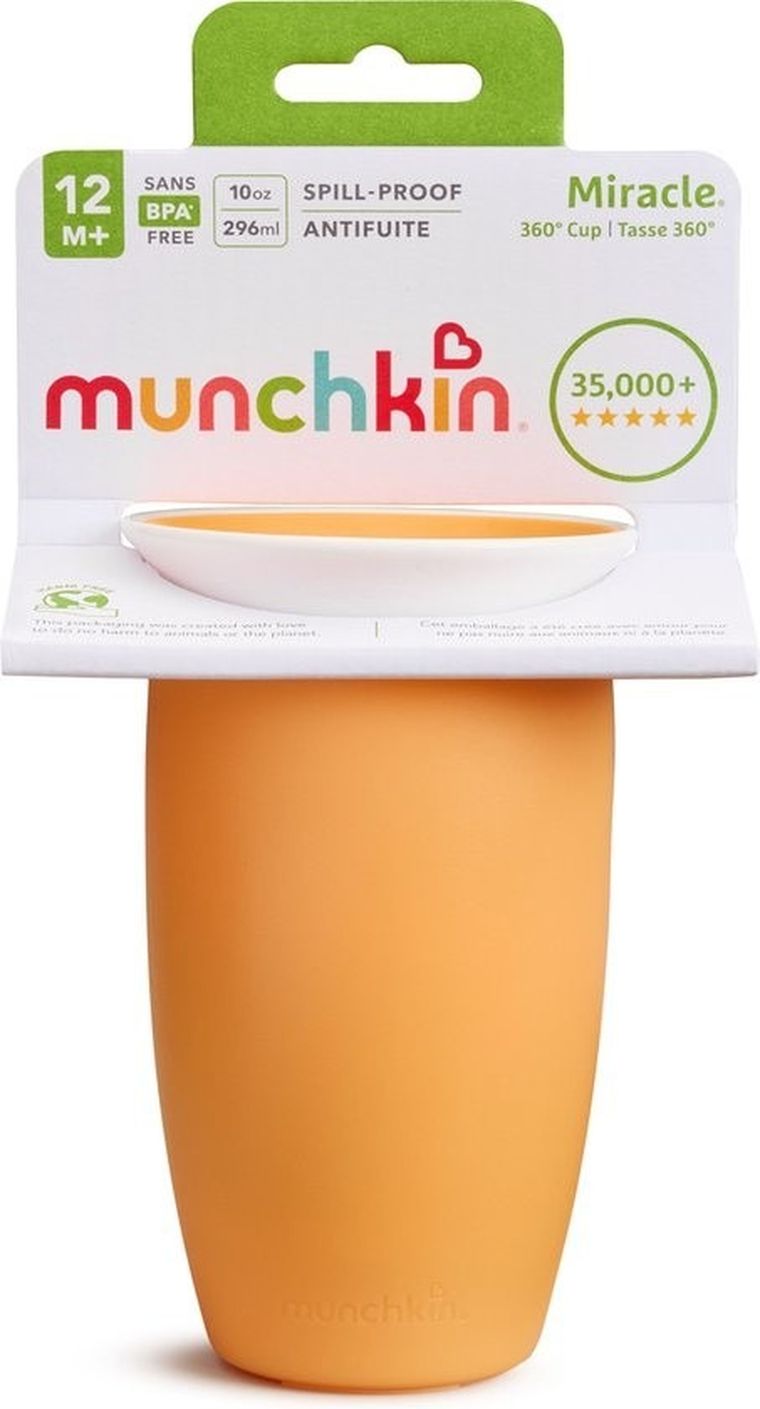 Munchkin, Miracle 360°, kubek, pomarańczowy, 296 ml