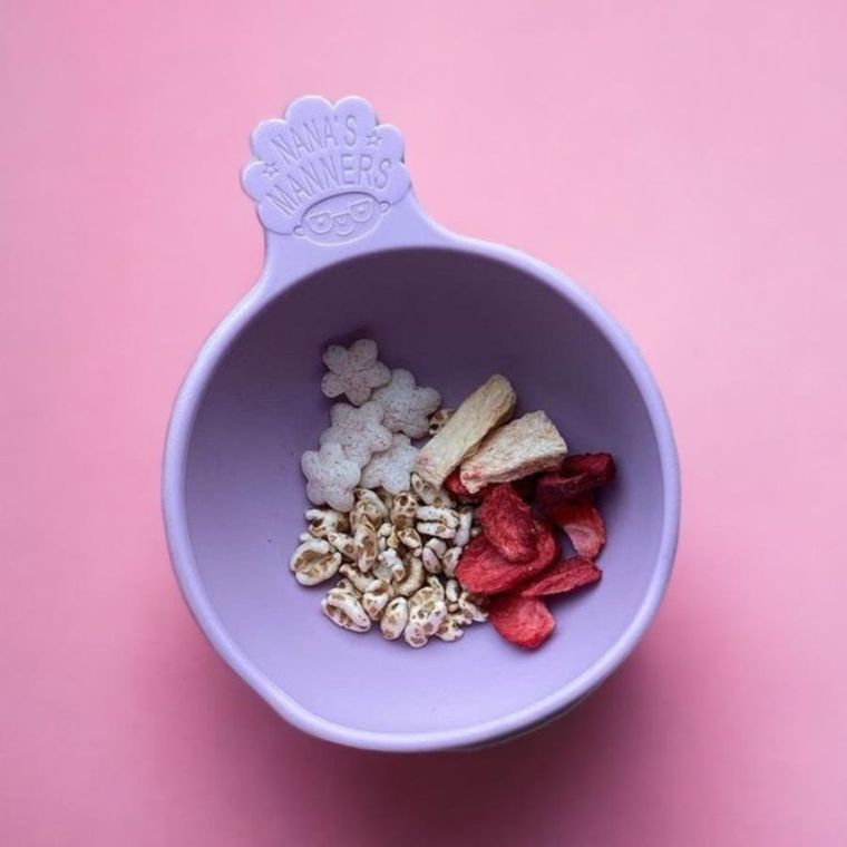 Nana's Manners, miska silikonowa z przyssawką i uchwytem, fioletowa