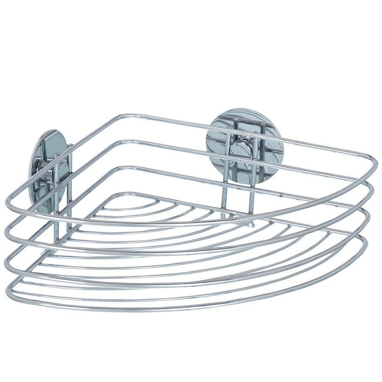 Narożna półka łazienkowa, koszyk turbo-loc, stal chromowana