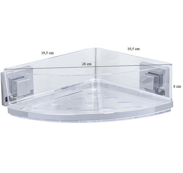 Narożna półka łazienkowa pod prysznic, Quadro, Vacuum-Loc