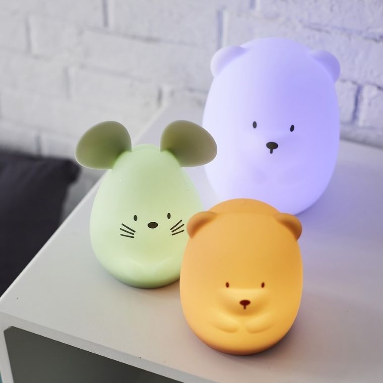 Nattou, silikonowa lampka nocna, myszka, 12 cm