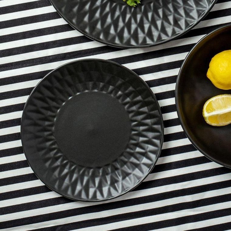 NAVA, talerz ceramiczny, deserowy, Soho Classic, czarny, 20 cm