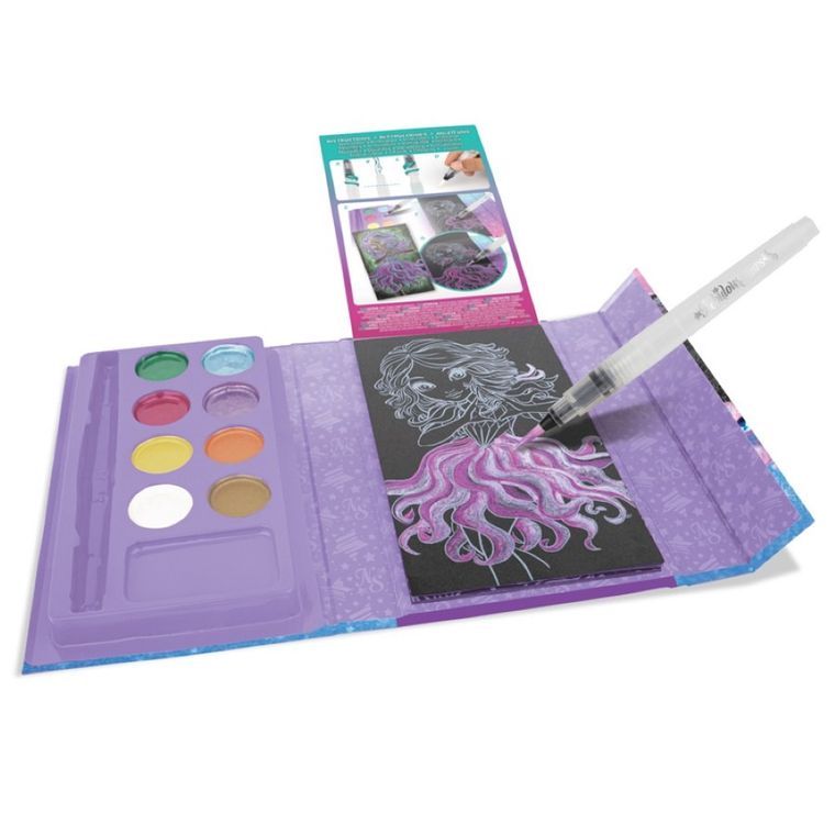 Nebulous Stars, Nebulia, kolorowanka wodna z pisakiem, farbkami i czarnymi kartkami