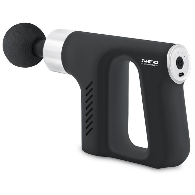 Neo-Sport, pistolet do masażu ciała, 5 nakładek, czarny