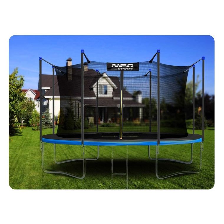 Neo-Sport, trampolina ogrodowa z siatką wewnętrzną i drabinką, 14ft/435 cm