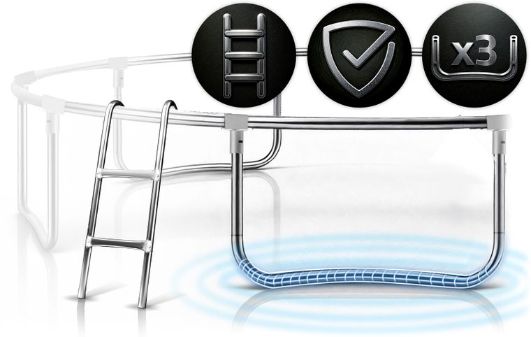 Neo-Sport, trampolina ogrodowa z siatką wewnętrzną i drabinką, 252 cm