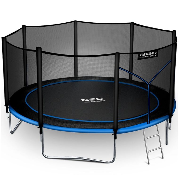 Neo-Sport, trampolina ogrodowa z siatką zewnętrzną i drabinką, 12ft/374 cm