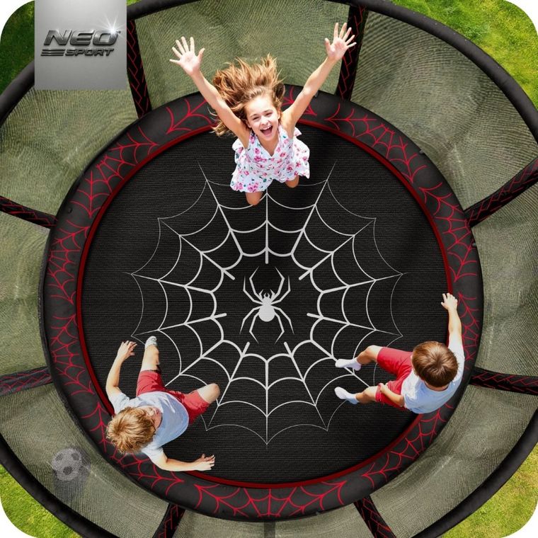 Neo-Sport, trampolina ogrodowa z siatką zewnętrzną i drabinką, 13ft/404 cm