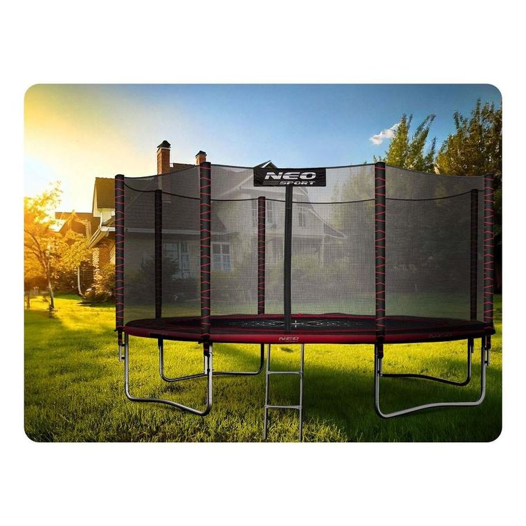 Neo-Sport, trampolina ogrodowa z siatką zewnętrzną i drabinką, 14ft/435 cm