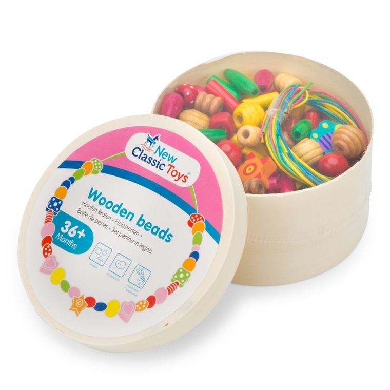 New Classic Toys, drewniane koraliki, 100 gramów