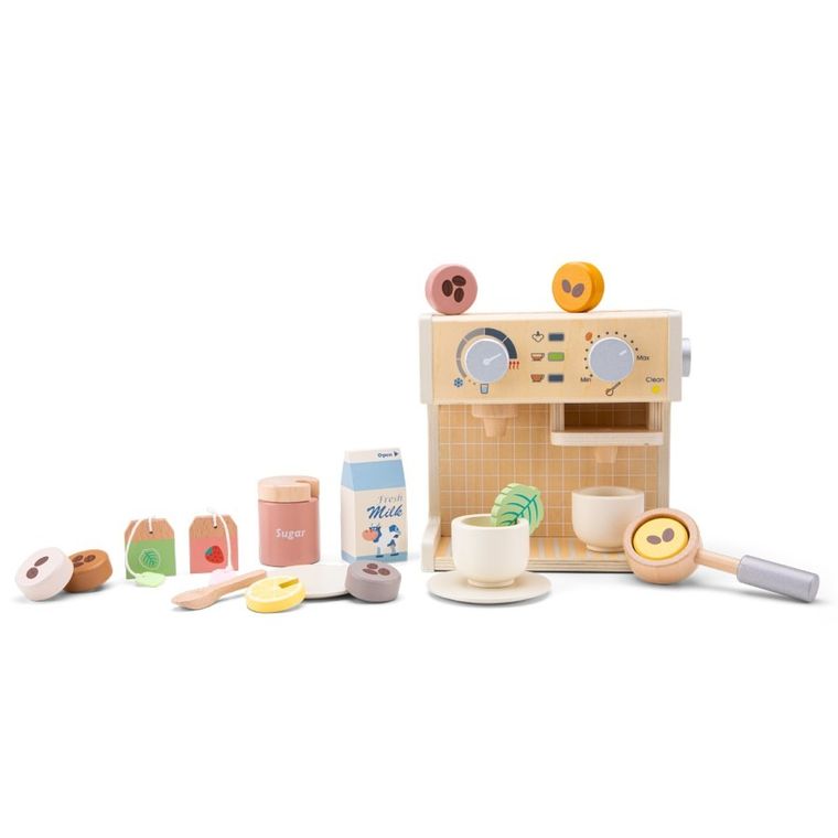 New Classic Toys, drewniany ekspres do kawy z akcesoriami
