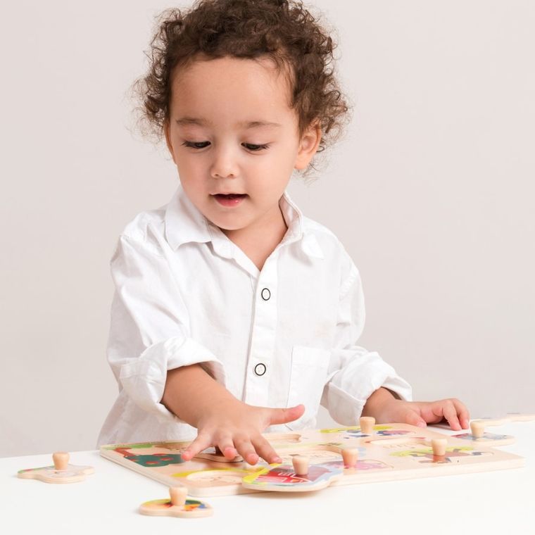 New Classic Toys, farma, drewniane puzzle, 8 elementów