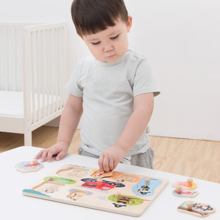 New Classic Toys, straż pożarna, drewniane puzzle, 8 elementów