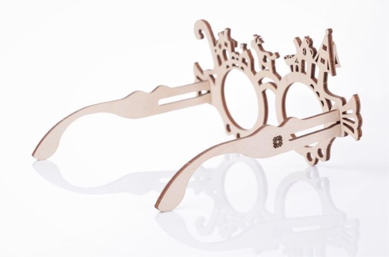 Nice Idea, Okulary Domki, puzzle drewniane 3D, 8 elementów