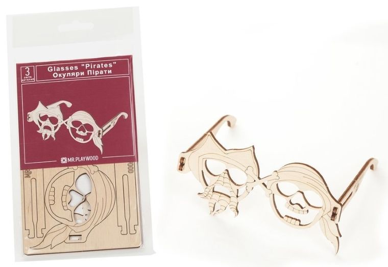 Nice Idea, Okulary Pirat, puzzle drewniane 3D, 3 elementy