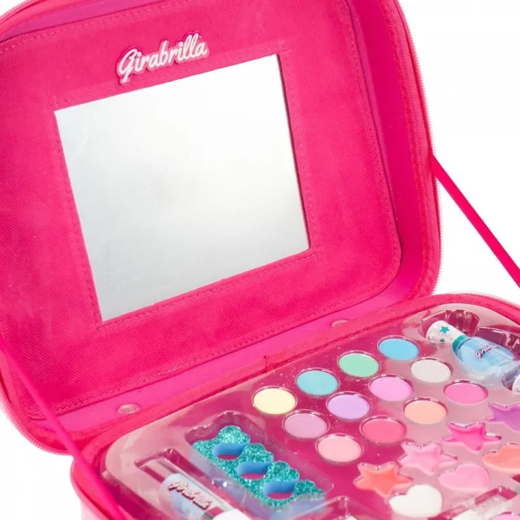 Nice, Make Up Girabrilla, cekinowa walizka z kosmetykami, różowa ze złotym